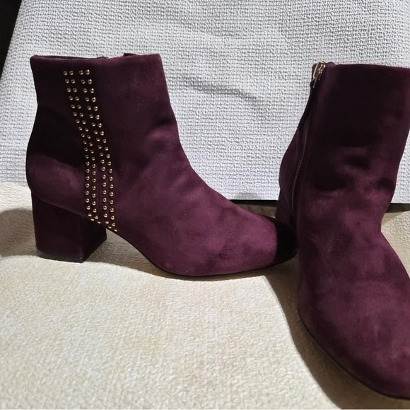 White House Black Market Purple Ankle Boots with Gold Studs - Picture 1 of 10
